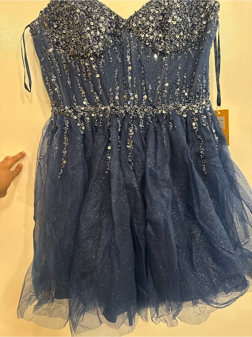 Sparkling Navy Sequin Tulle Formal Dress